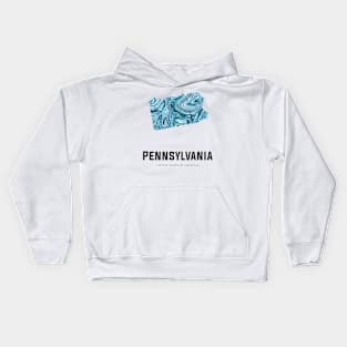 Pennsylvania state map abstract blue Kids Hoodie